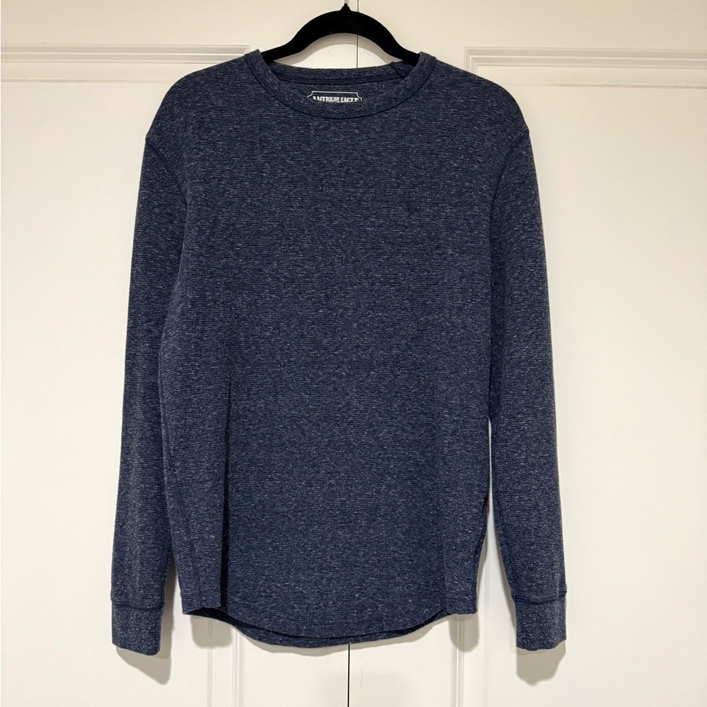 American Eagle Heather Navy Long-Sleeve Crew Thermal T